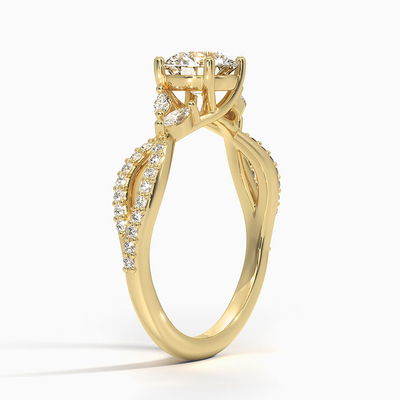 Willow Diamond Engagement Ring Luxe (1/4 de Ct. TW.) Com o diamante redondo de 0,75 quilates com ouro 9K