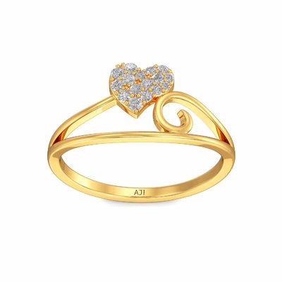 Anel de ouro amarelo de Joyalukkas 9K, coração Diamond Engagement Ring das meninas