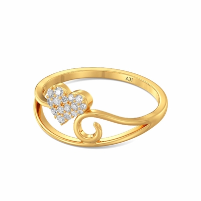 Anel de ouro amarelo de Joyalukkas 9K, coração Diamond Engagement Ring das meninas