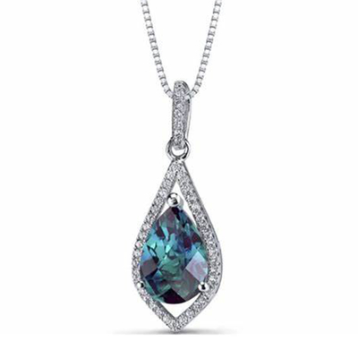O laboratório da colar das mulheres de Sterling Silver Jewelry Fashion CZ da venda por atacado 925 criou o pendente de pedra do Alexandrite