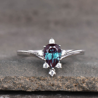 Joia de pedra do Alexandrite sintético, 925 anéis de Sterling Silver Lab Created Alexandrite