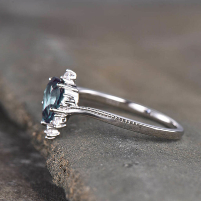Joia de pedra do Alexandrite sintético, 925 anéis de Sterling Silver Lab Created Alexandrite