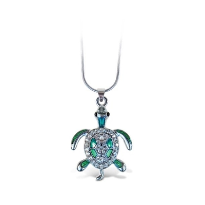 Joia da colar do pendente de Sterling Silver Blue Sea Turtle para a tartaruga Earings animal das senhoras das mulheres