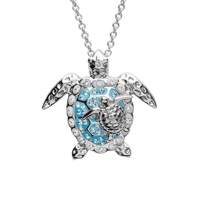 Joia da colar do pendente de Sterling Silver Blue Sea Turtle para a tartaruga Earings animal das senhoras das mulheres