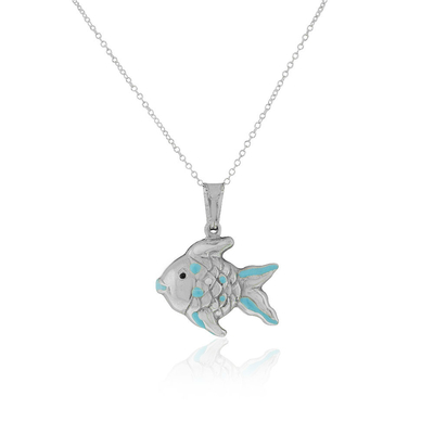 925 colar do pendente do encanto do golfinho do esmalte de Sterling Silver 3D