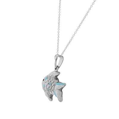 925 colar do pendente do encanto do golfinho do esmalte de Sterling Silver 3D