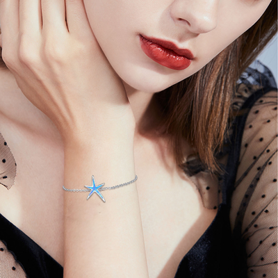 925 mulheres de Marine Life Charm Anklet For da praia de Sterling Silver Bracelet Nautical Starfish ligam o bracelete de tornozelo