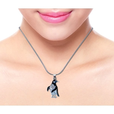 Quilate no pendente do fecho de Sterling Silver Antiqued Rhodium-Plated Lobster dos quilates com Sterling Silver Cable Chain Necklace