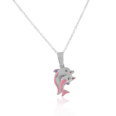Joia fina da vida marinha do pendente da colar do encanto de 925 peixes de Sterling Silver Lobster Clasp Enameled para presentes das mulheres para ela