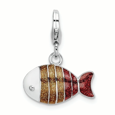 Joia fina da vida marinha do pendente da colar do encanto de 925 peixes de Sterling Silver Lobster Clasp Enameled para presentes das mulheres para ela