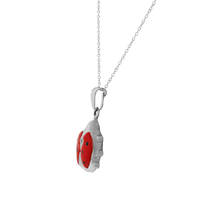 925 colar vermelha do pendente do encanto do joaninha do esmalte de Sterling Silver 3D