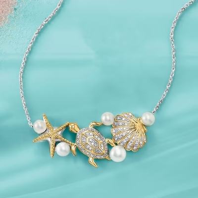 colar do pendente da vida marinha do ouro 14kt amarelo para mulheres como o presente