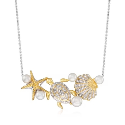 Colar de vidro da estrela do mar de Murano de turquesa italiana com ouro 18kt sobre Sterling