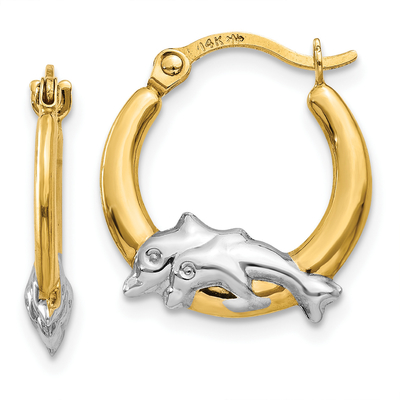 as aros da orelha dos brincos da aro do golfinho do ouro 14k amarelo ajustaram a joia fina da vida marinha animal para presentes das mulheres para ela