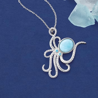 Colar do pendente da CZ da relação do clipe da vida marinha da joia de Hawai em Sterling Silver