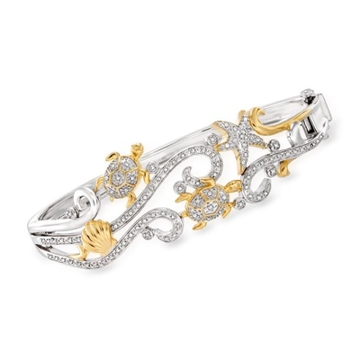 Ouro de Ross Simons Sea Life Bracelet With 18kt sobre Sterling Silver
