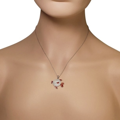 Ouro amarelo Sapphire Seahorse Pendant Necklace azul, joia da vida marinha do estilo do oceano