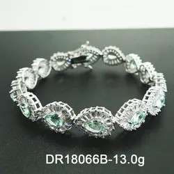 Bracelete Spinel do tênis da lágrima de Sterling Silver Pear Cut Green da joia 925 da CZ