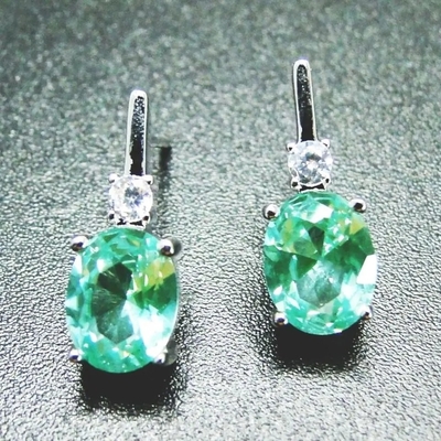 Pedra cúbica Ring Earrings Pure 925 Sterling Silver Fashion Jewelry Set do zircão dos Spinels verdes
