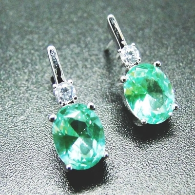 Pedra cúbica Ring Earrings Pure 925 Sterling Silver Fashion Jewelry Set do zircão dos Spinels verdes