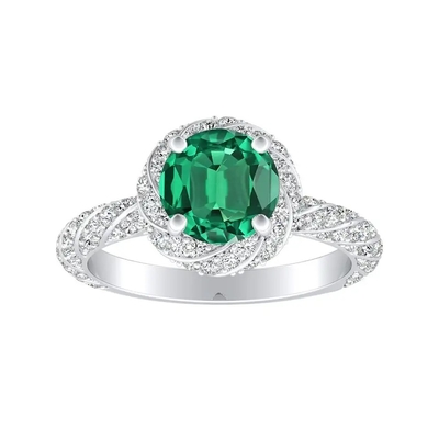 Verde cortado redondo de água doce natural chapeado Emerald Vintage Engagement Ring In Sterling Silver da pérola