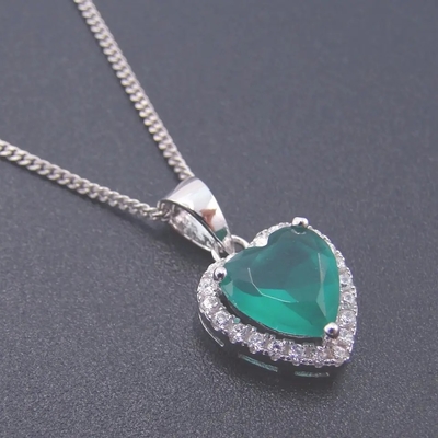 A joia quente do zircão de Sterling Silver Heart Shaped Green da venda 925 ajusta-se para o presente da mulher da forma