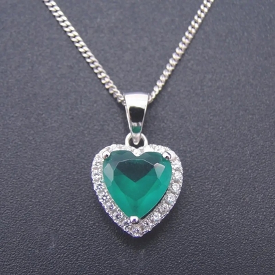 A joia quente do zircão de Sterling Silver Heart Shaped Green da venda 925 ajusta-se para o presente da mulher da forma