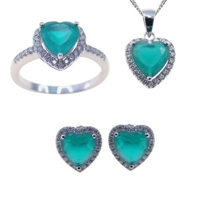 A joia quente do zircão de Sterling Silver Heart Shaped Green da venda 925 ajusta-se para o presente da mulher da forma