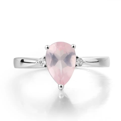 Anel de noivado elegante do casamento do solitário da forma da pera de Sterling Silver Green Spinel Ring