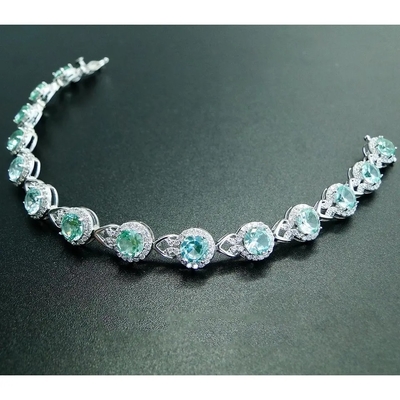 925 Sterling Silver Elegant Women Bracelet pavimentam o ajuste da pulseira Spinel verde