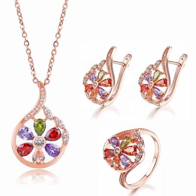 Garnet Morganite Peridot Crystal Zircon ajustou o anel do pendente da colar do brinco