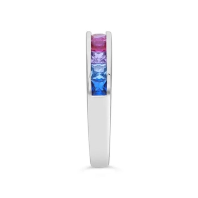 O Baguette de Sterling Silver Rainbow CZ da venda por atacado 925 apedreja a joia do partido de Ring Multicolor Zircon Ring For
