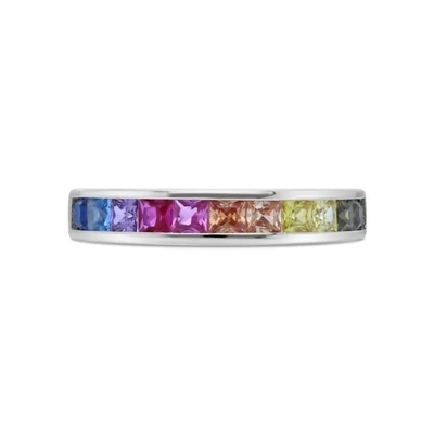 O Baguette de Sterling Silver Rainbow CZ da venda por atacado 925 apedreja a joia do partido de Ring Multicolor Zircon Ring For