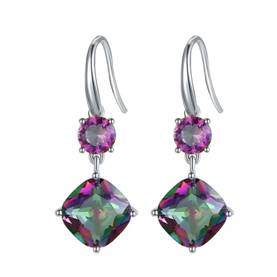 Anel de noivado místico de Topaz Mystic Topaz Birthstone Month do arco-íris novo de 925 Sterling Silver CZ