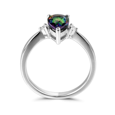Anel de noivado místico de Topaz Mystic Topaz Birthstone Month do arco-íris novo de 925 Sterling Silver CZ