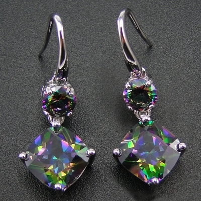 Anel de noivado místico de Topaz Mystic Topaz Birthstone Month do arco-íris novo de 925 Sterling Silver CZ