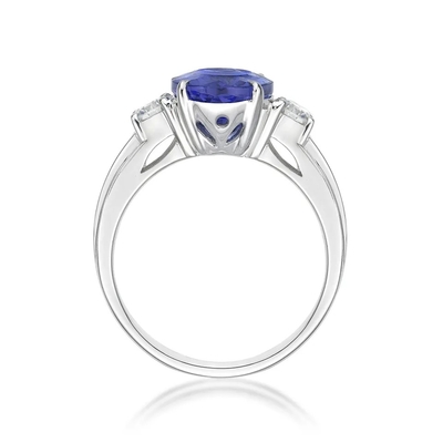 Anel de noivado cortado oval do casamento de Tanzanite da pedra azul de 925 Sterling Silver Wholesale Tanzanite Ring