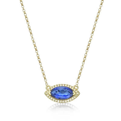 925 Sterling Silver Yellow Gold Plated oval cortaram o bracelete de Tanzanite