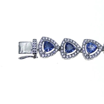 Bracelete do tênis de Sterling Silver Trillion Cut Tanzanite da joia 925 da forma