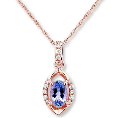 Por atacado pendente oval de Tanzanite do corte de 925 Sterling Silver Rose Gold Plated