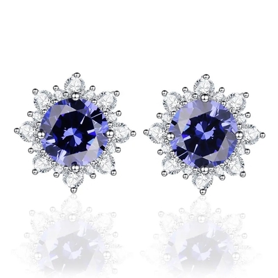 das mulheres verdes superiores dos brincos do parafuso prisioneiro de Tanzanite do corte oval do halo da CZ da joia do ouro 14K amarelo os brincos clássicos