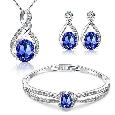 O halo de 925 Sterling Silver Ring Pendant Earring oval dá forma a grupos da joia de Tanzanite