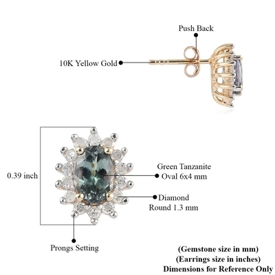 das mulheres verdes superiores dos brincos do parafuso prisioneiro de Tanzanite do corte oval do halo da CZ da joia do ouro 14K amarelo os brincos clássicos