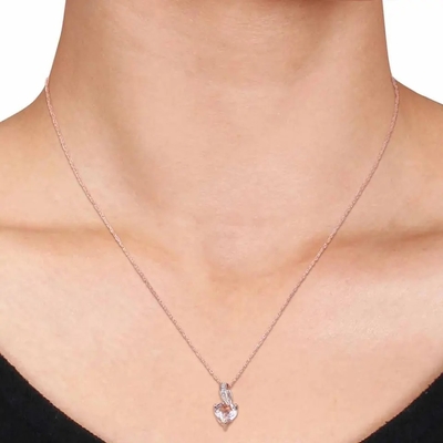 Colar nova do pendente do casamento do presente das mulheres de Rose Gold Plated Morganite Stones do projeto
