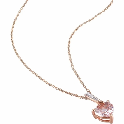 Colar nova do pendente do casamento do presente das mulheres de Rose Gold Plated Morganite Stones do projeto