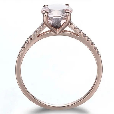 Anel de noivado por atacado de Ring Round Cut Pink Morganite do Morganite de Sterling Silver Jewelry Rose Gold da fábrica 925