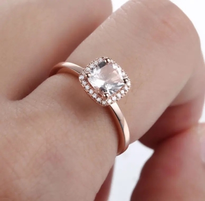 925 brincos do punho do Morganite de Platedt do ouro de Sterling Silver Round Shape Rose