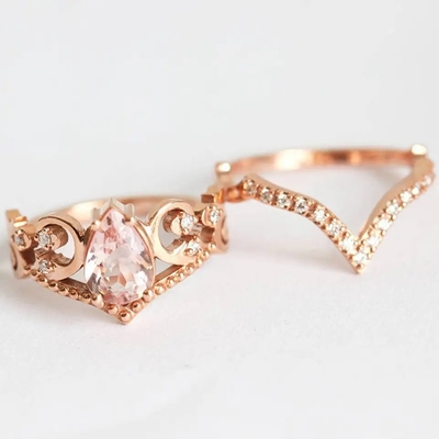 Os anéis gratos do vintage S925 Rose Gold Antique Cz Engagement prometem o presente do aniversário