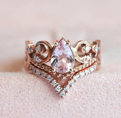 Os anéis gratos do vintage S925 Rose Gold Antique Cz Engagement prometem o presente do aniversário