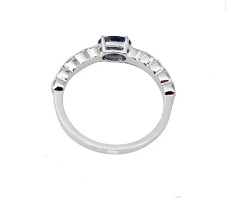 S925 na moda Sterling Silver Natural Jewelry Sapphire CZ Ring Simple Design For Ladies